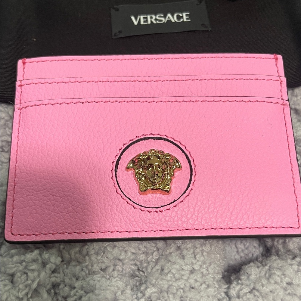Versace Pink Leather Card Holder - Picture 3 of 5